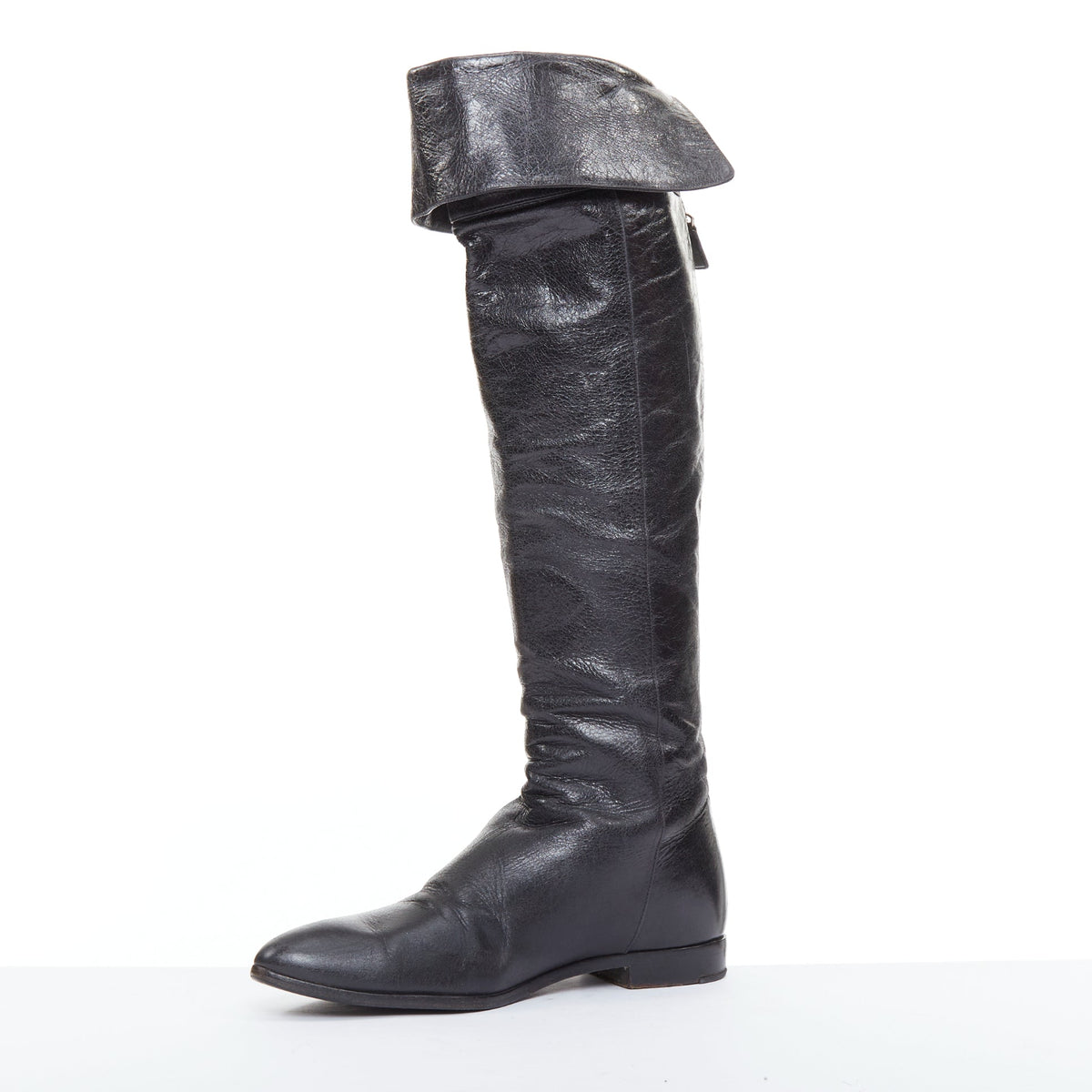 Women's Prada Leather Over The Knee Zip Boots