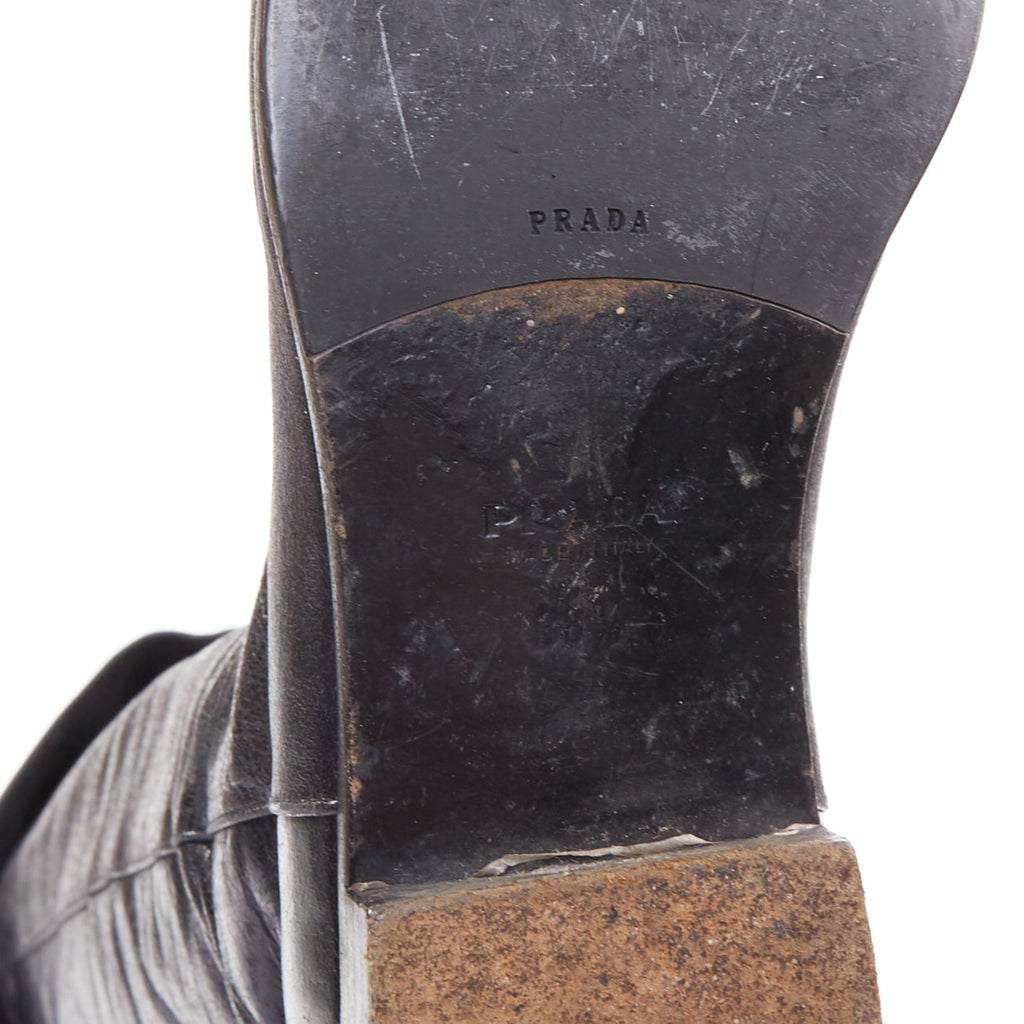 Women's Prada Leather Over The Knee Zip Boots
