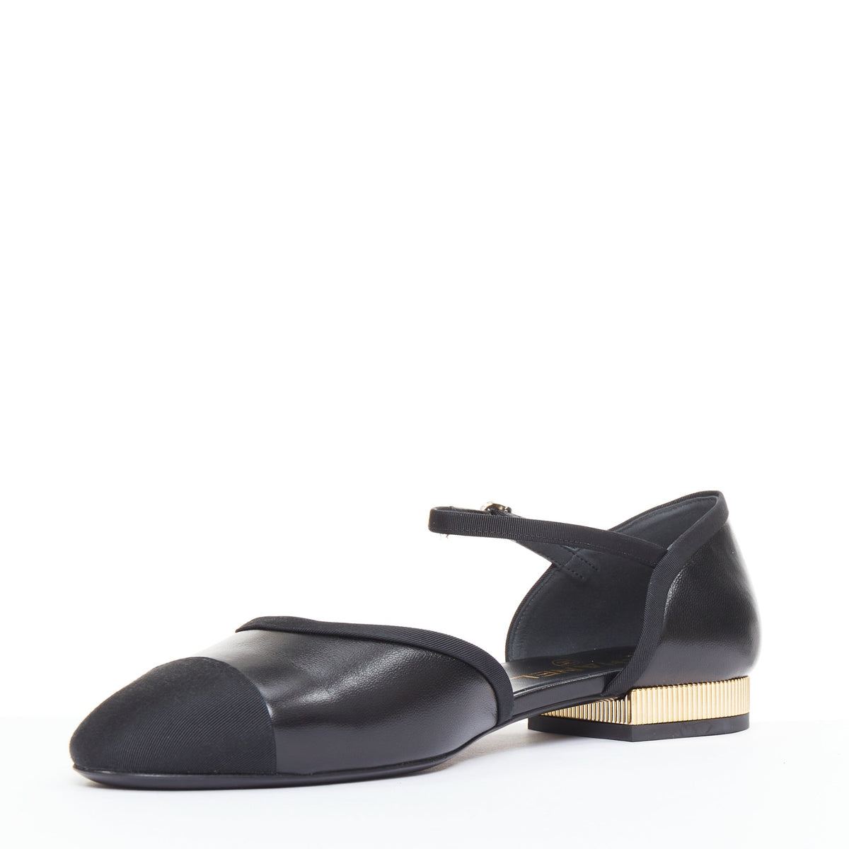 Women's Chanel Leather Grosgrain Mary Jane Flats