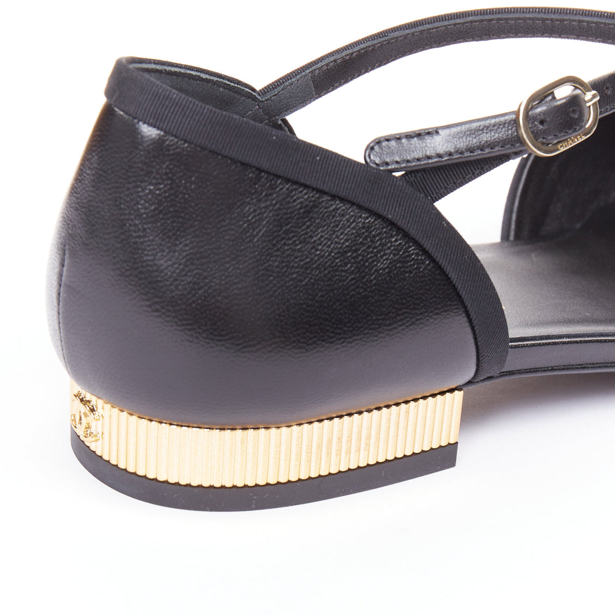Women's Chanel Leather Grosgrain Mary Jane Flats