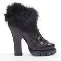 Women's Prada 2011 Leather Fur Trim Ankle Boots