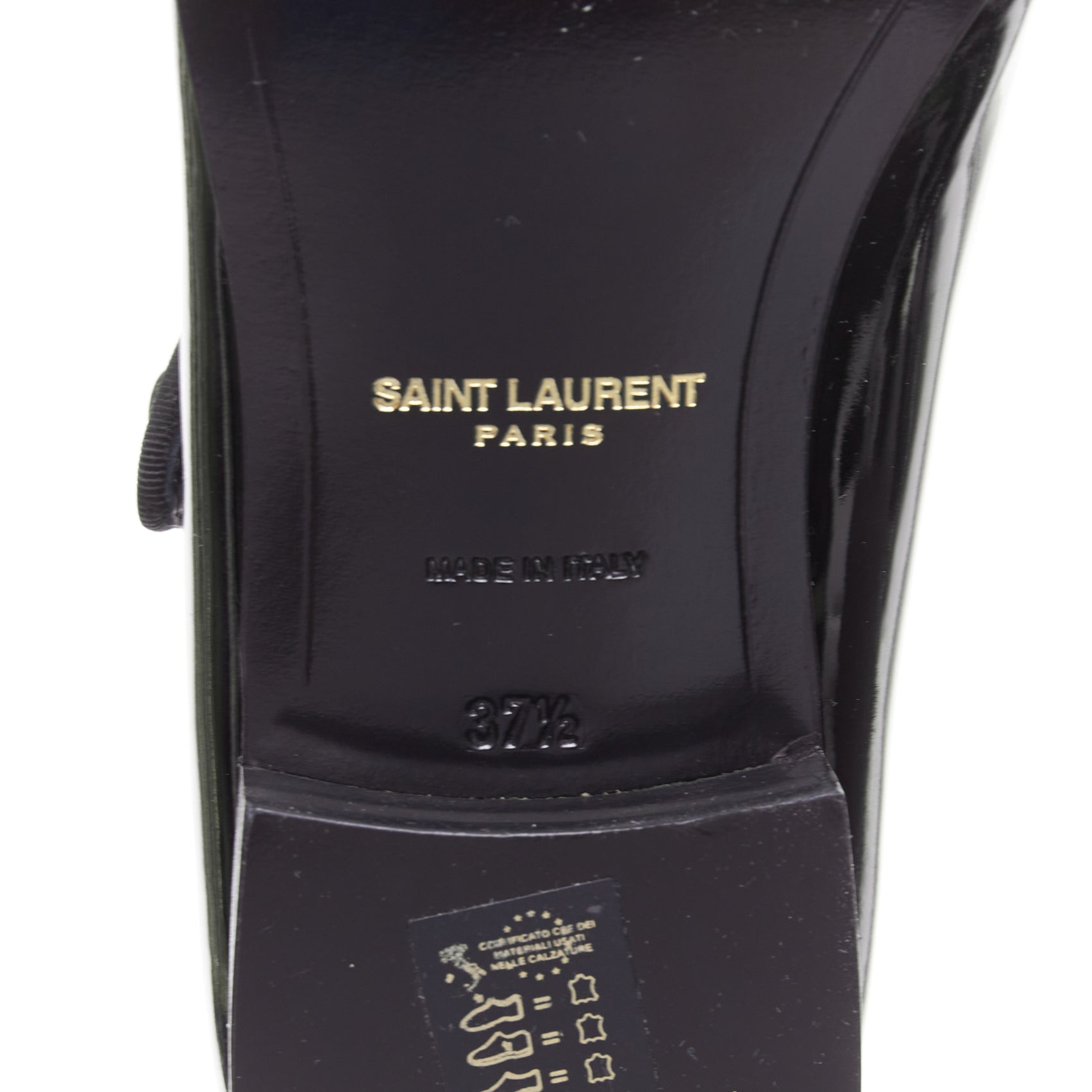 Women's Saint Laurent Patent Grosgrain Mary Jane Flats