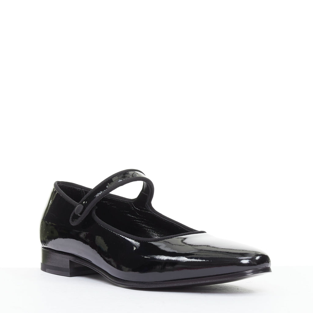 Women's Saint Laurent Patent Grosgrain Mary Jane Flats
