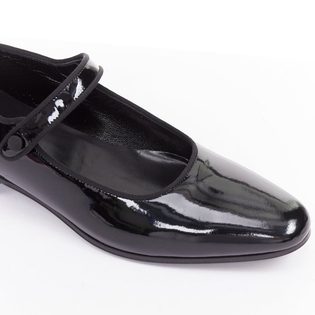 Women's Saint Laurent Patent Grosgrain Mary Jane Flats