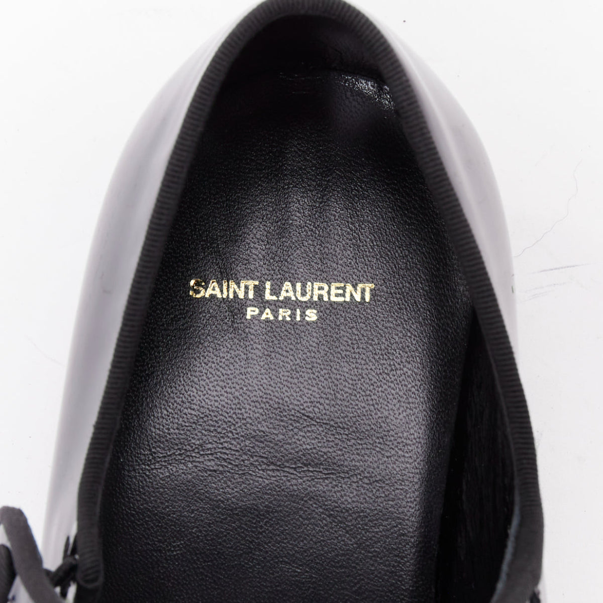 Women's Saint Laurent Patent Grosgrain Mary Jane Flats
