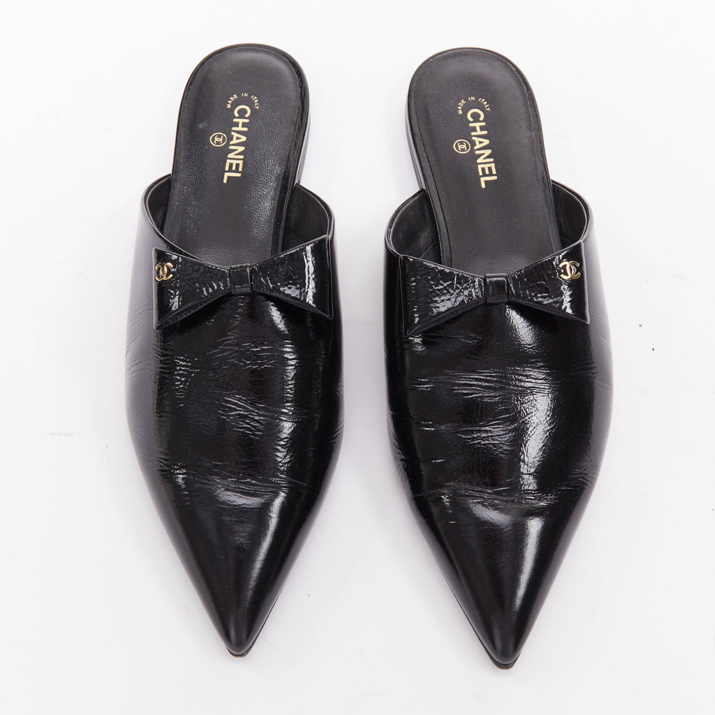 Women's Chanel Patent Leather Pointy Mules
