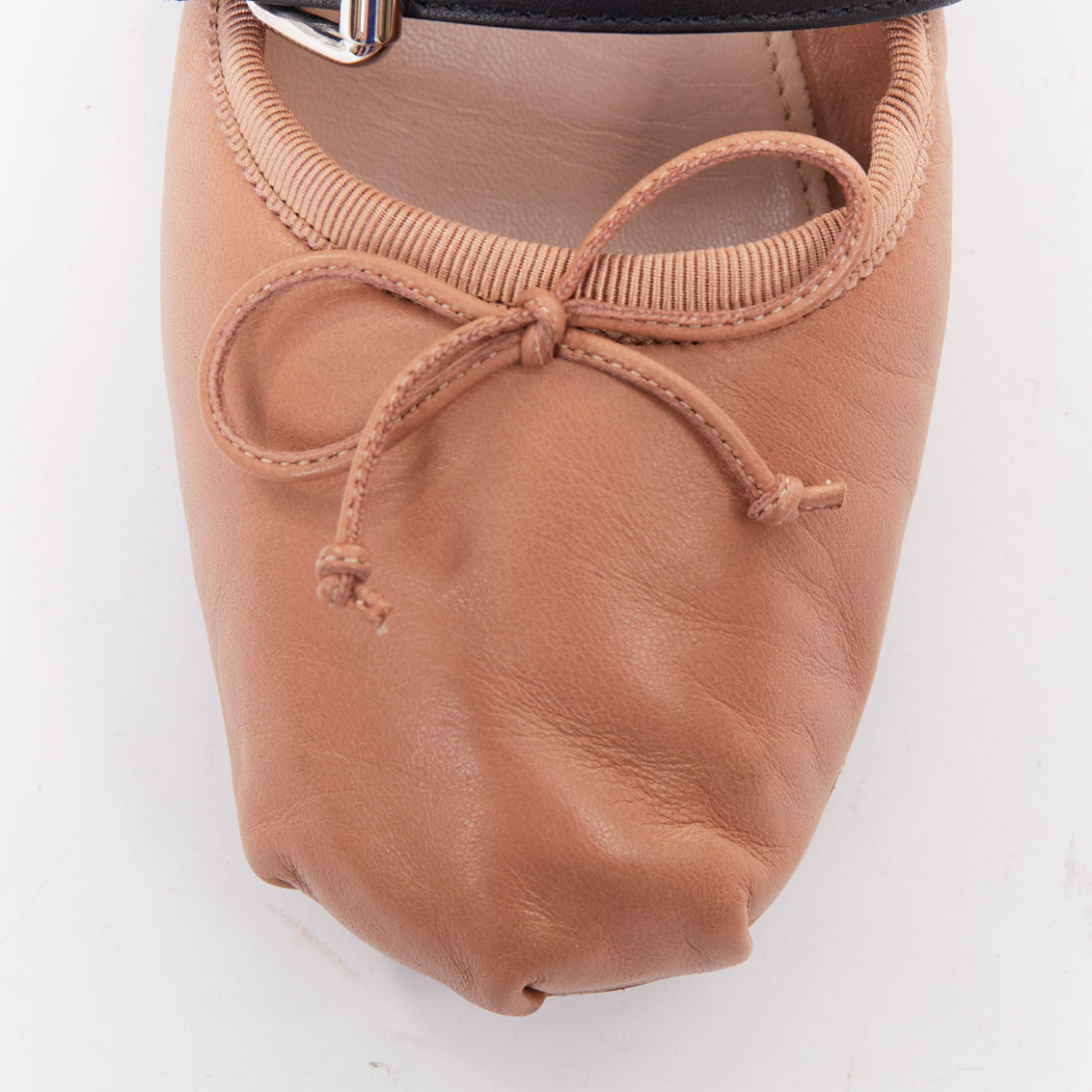 Women's Miu Miu Leather Punk Strap Ballet Flats