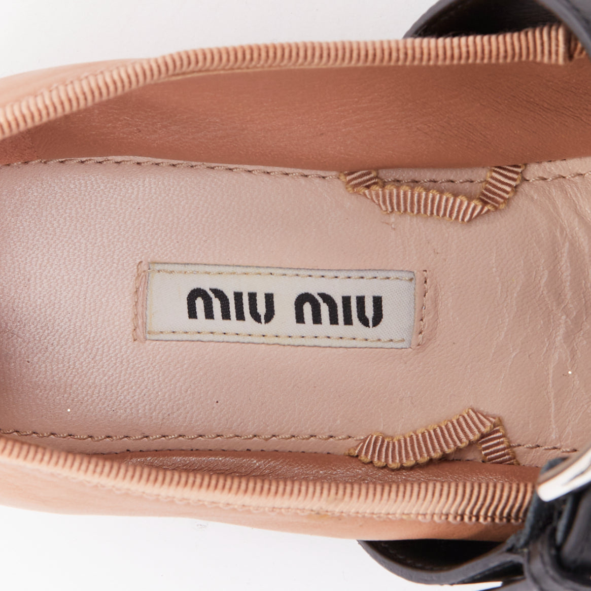 Women's Miu Miu Leather Punk Strap Ballet Flats
