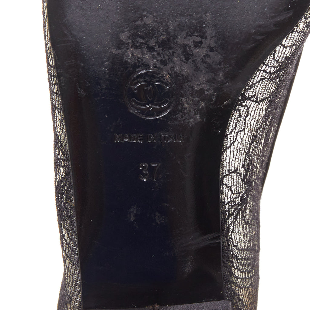 Women's Chanel CC Logo Lace Ballet Flats
