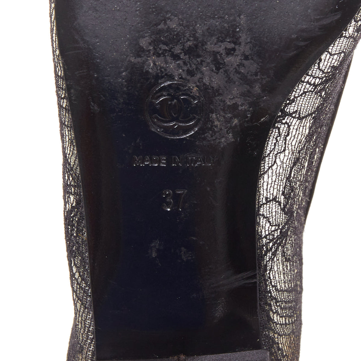 Women's Chanel CC Logo Lace Ballet Flats