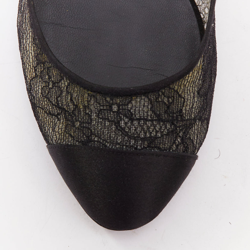Women's Chanel CC Logo Lace Ballet Flats