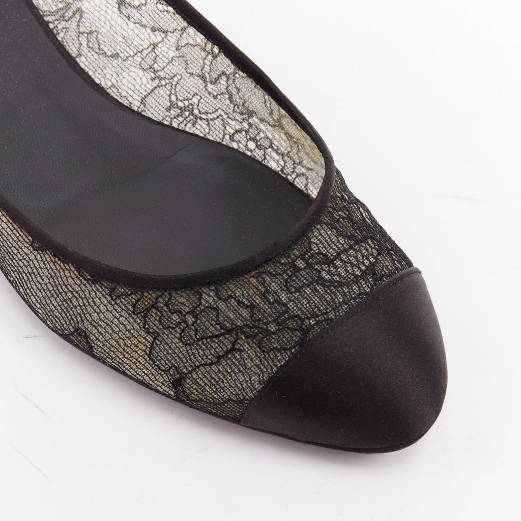 Women's Chanel CC Logo Lace Ballet Flats