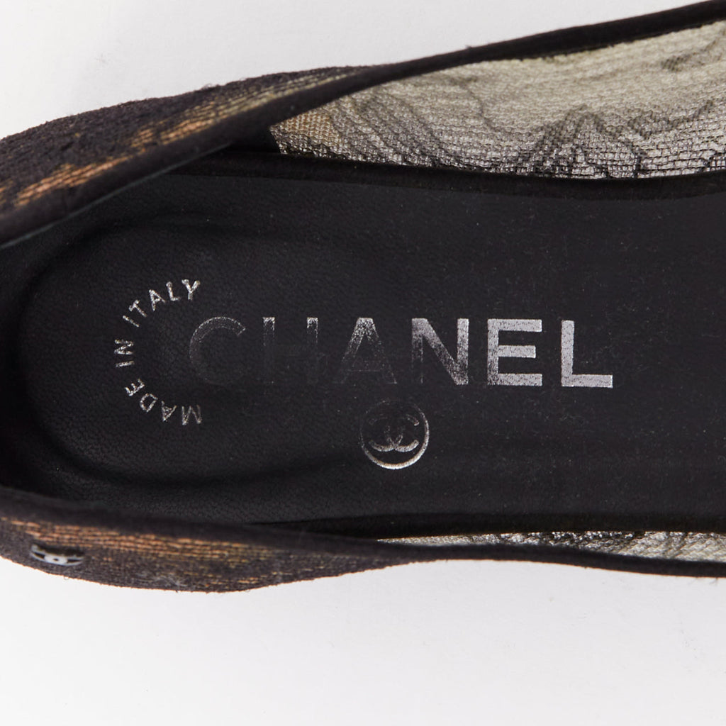 Women's Chanel CC Logo Lace Ballet Flats