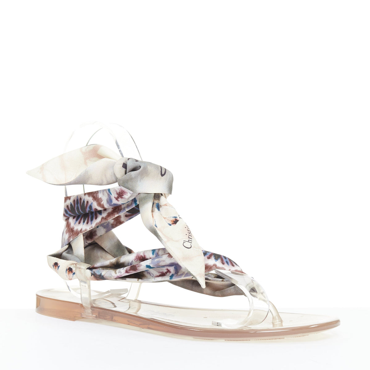 Women's Christian Dior Silk Tie Flat Sandals