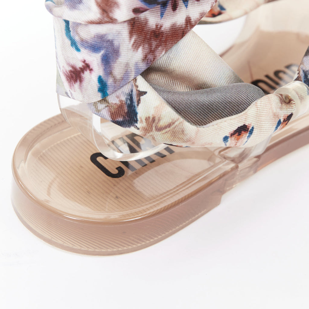 Women's Christian Dior Silk Tie Flat Sandals