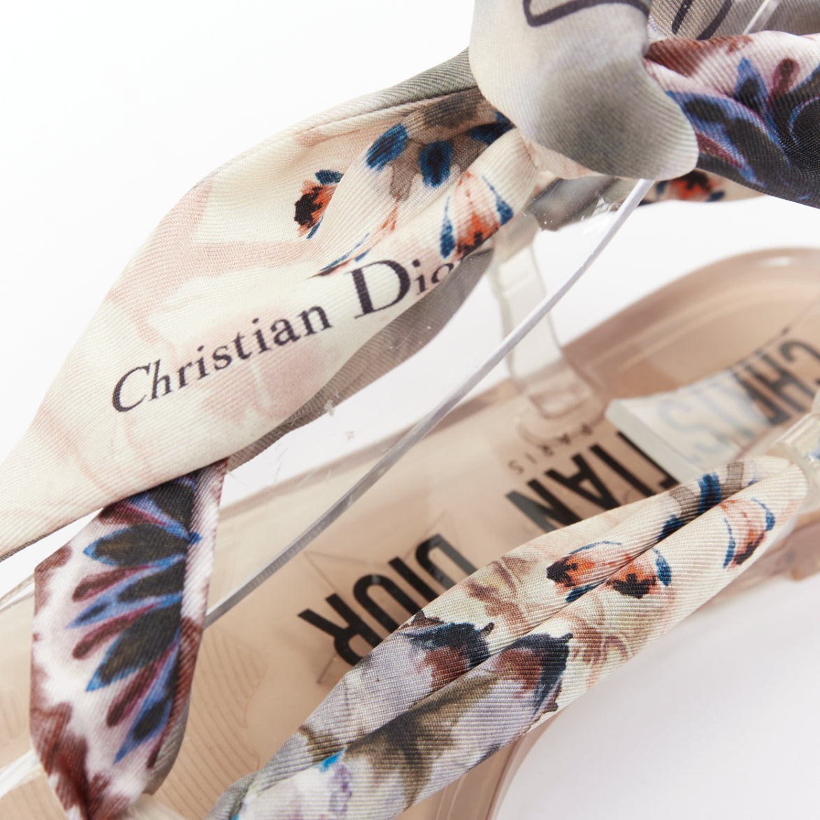 Women's Christian Dior Silk Tie Flat Sandals