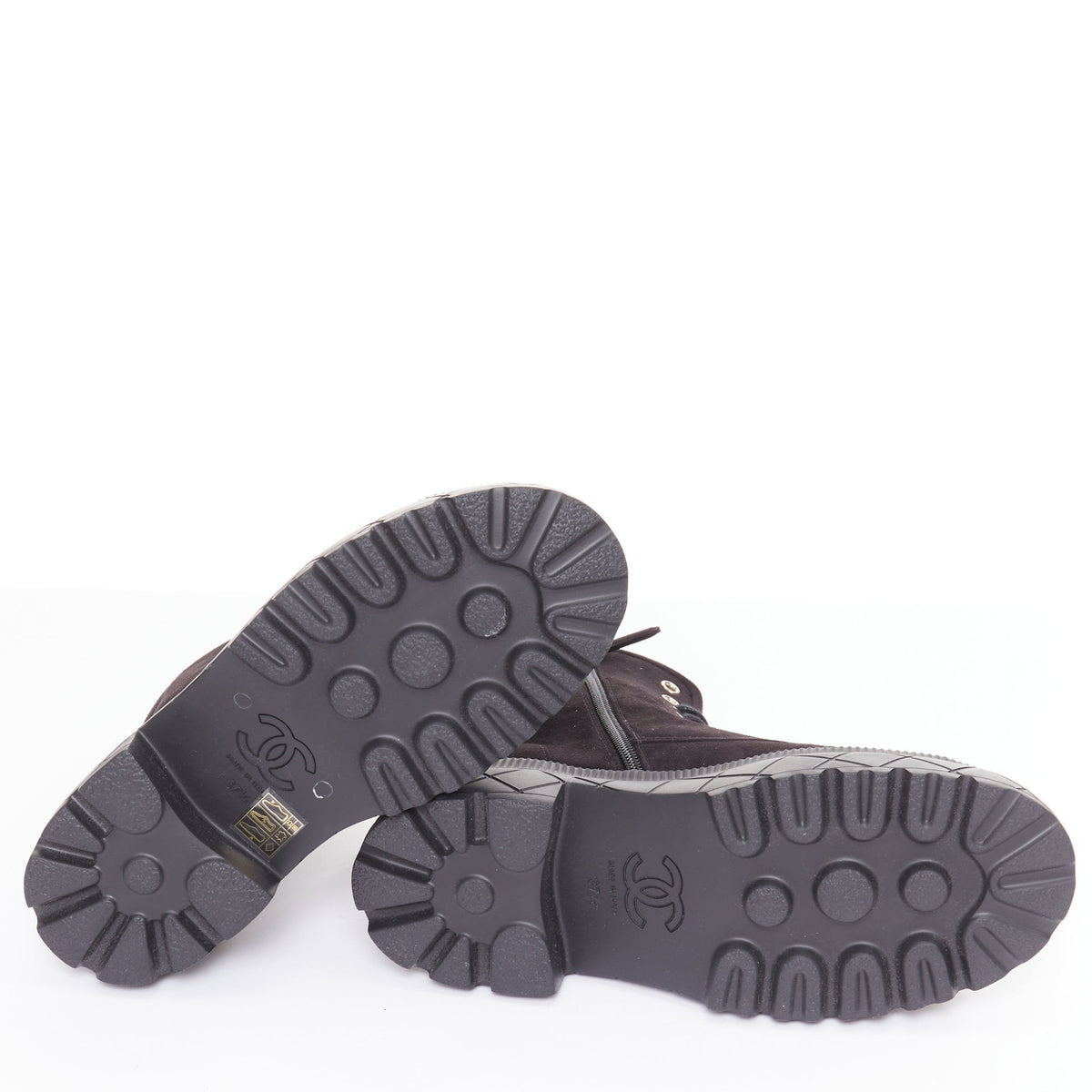 Women's Chanel Quilted Suede Combat Boots