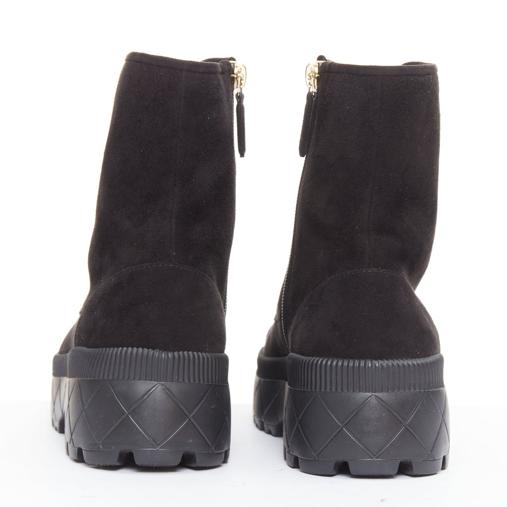 Women's Chanel Quilted Suede Combat Boots
