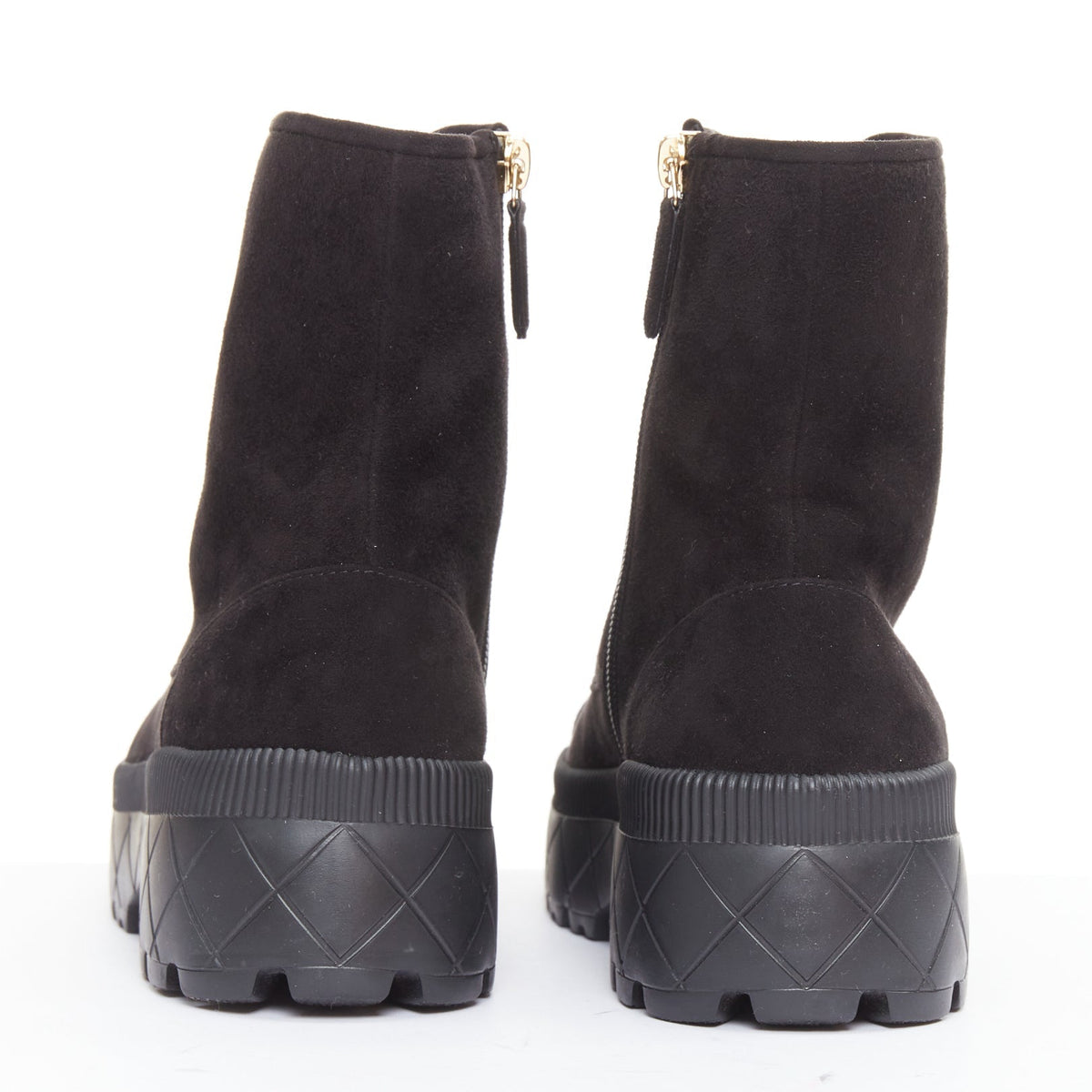 Women's Chanel Quilted Suede Combat Boots