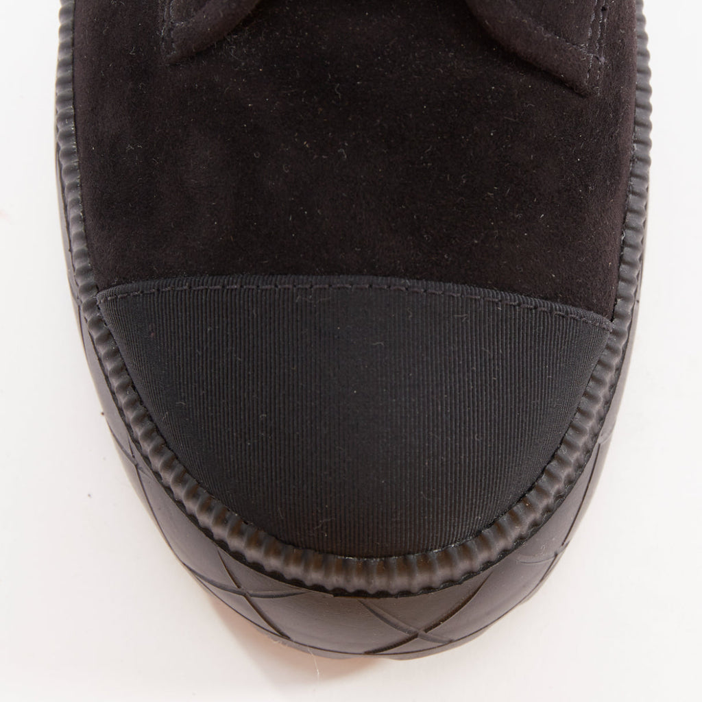 Women's Chanel Quilted Suede Combat Boots