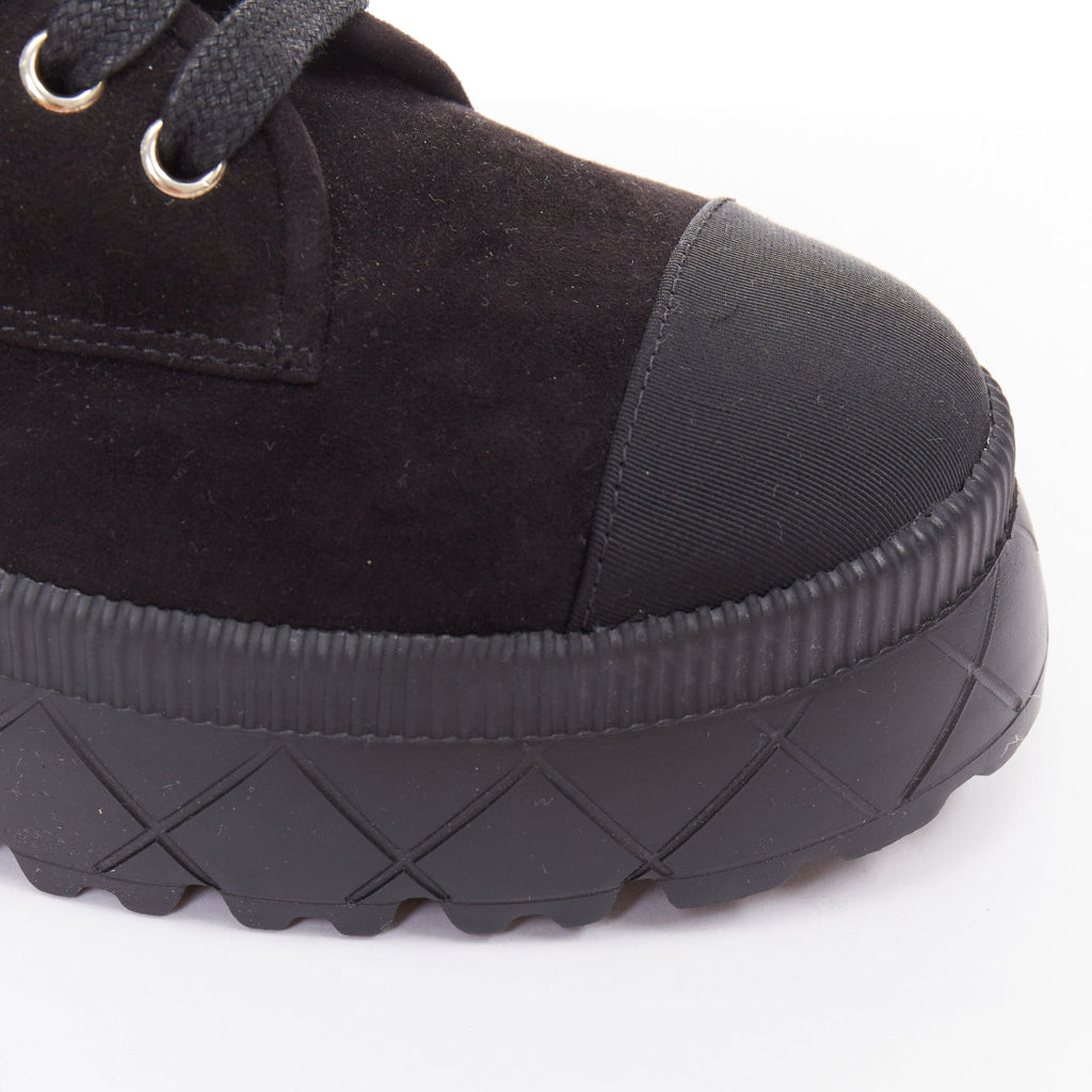 Women's Chanel Quilted Suede Combat Boots
