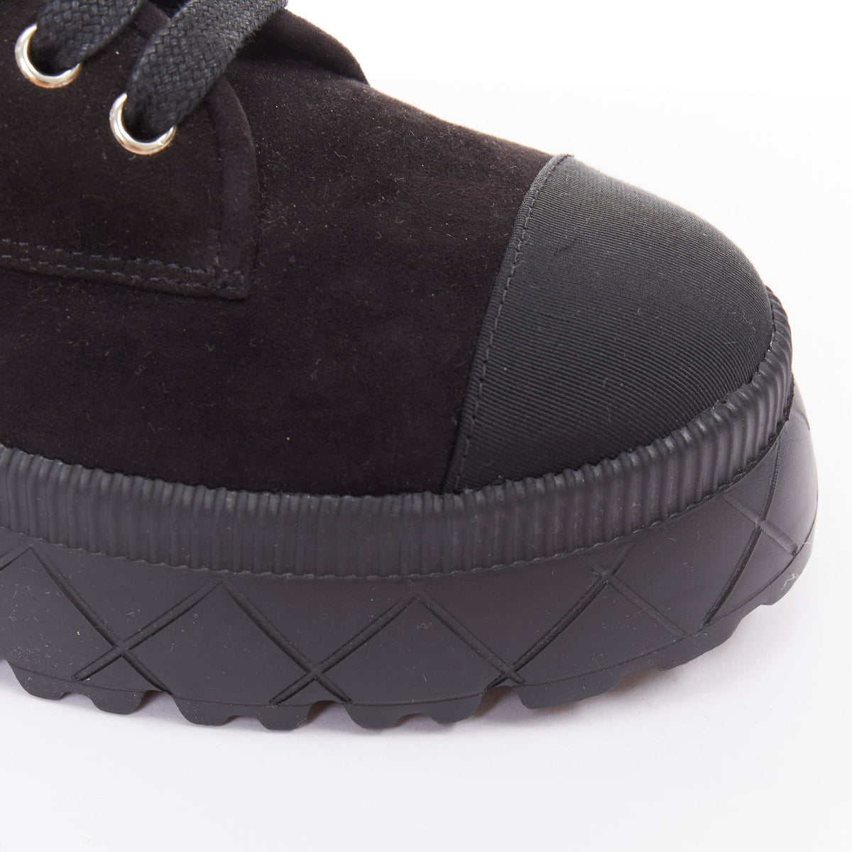 Women's Chanel Quilted Suede Combat Boots