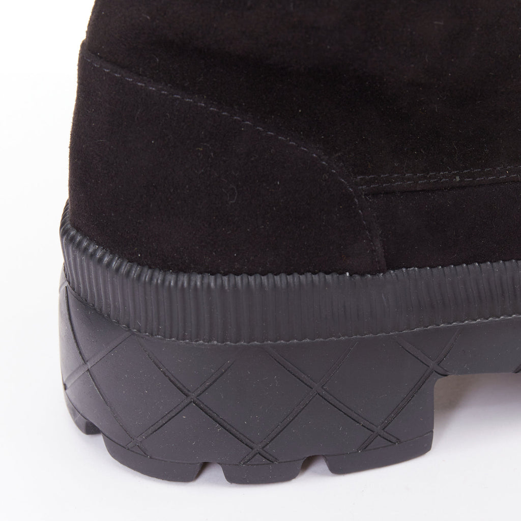 Women's Chanel Quilted Suede Combat Boots