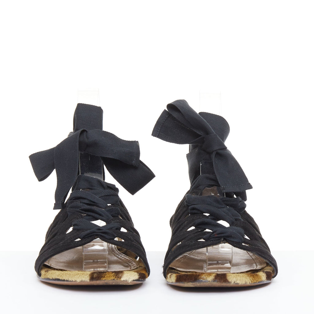 Women's Alaia Suede Leopard Gladiator Sandals
