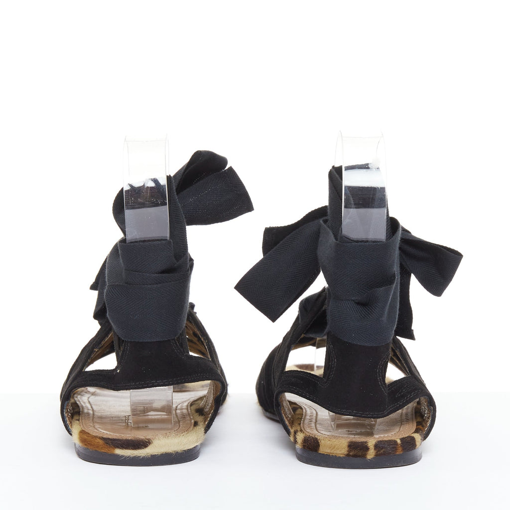 Women's Alaia Suede Leopard Gladiator Sandals