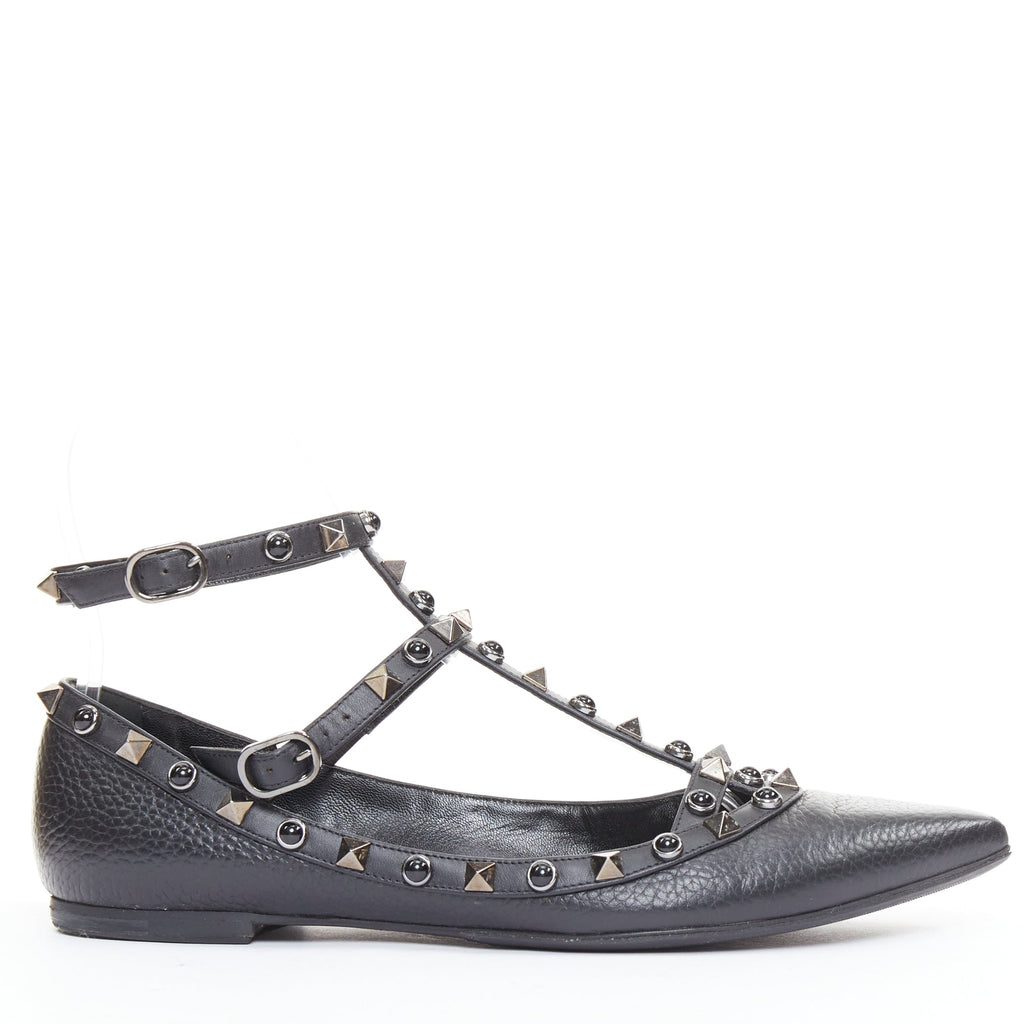 Women's Valentino Rockstud Mixed Stone Caged Ballet Flats