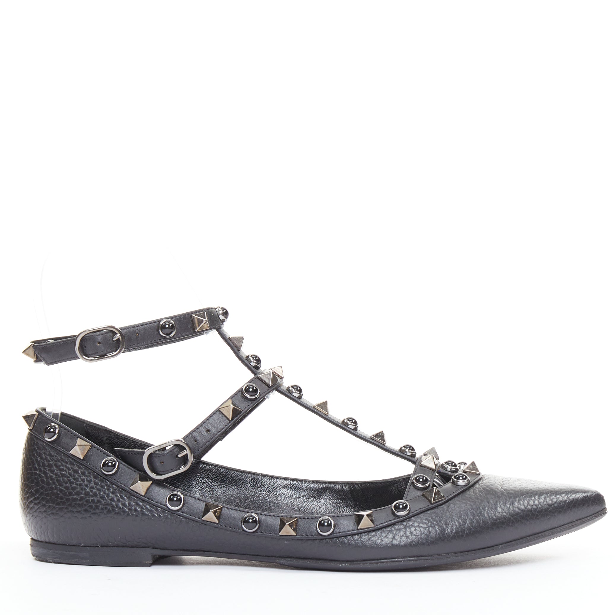 Women's Valentino Rockstud Mixed Stone Caged Ballet Flats