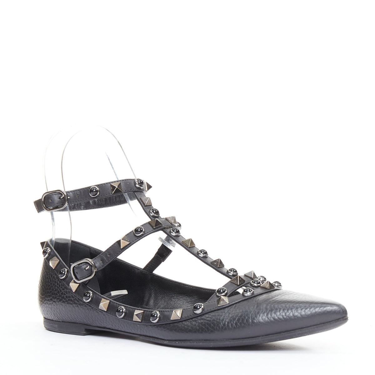 Women's Valentino Rockstud Mixed Stone Caged Ballet Flats