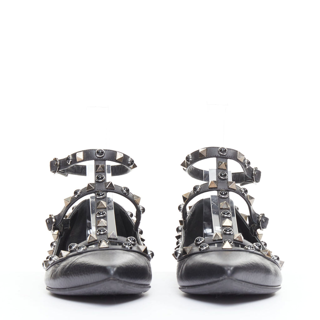 Women's Valentino Rockstud Mixed Stone Caged Ballet Flats