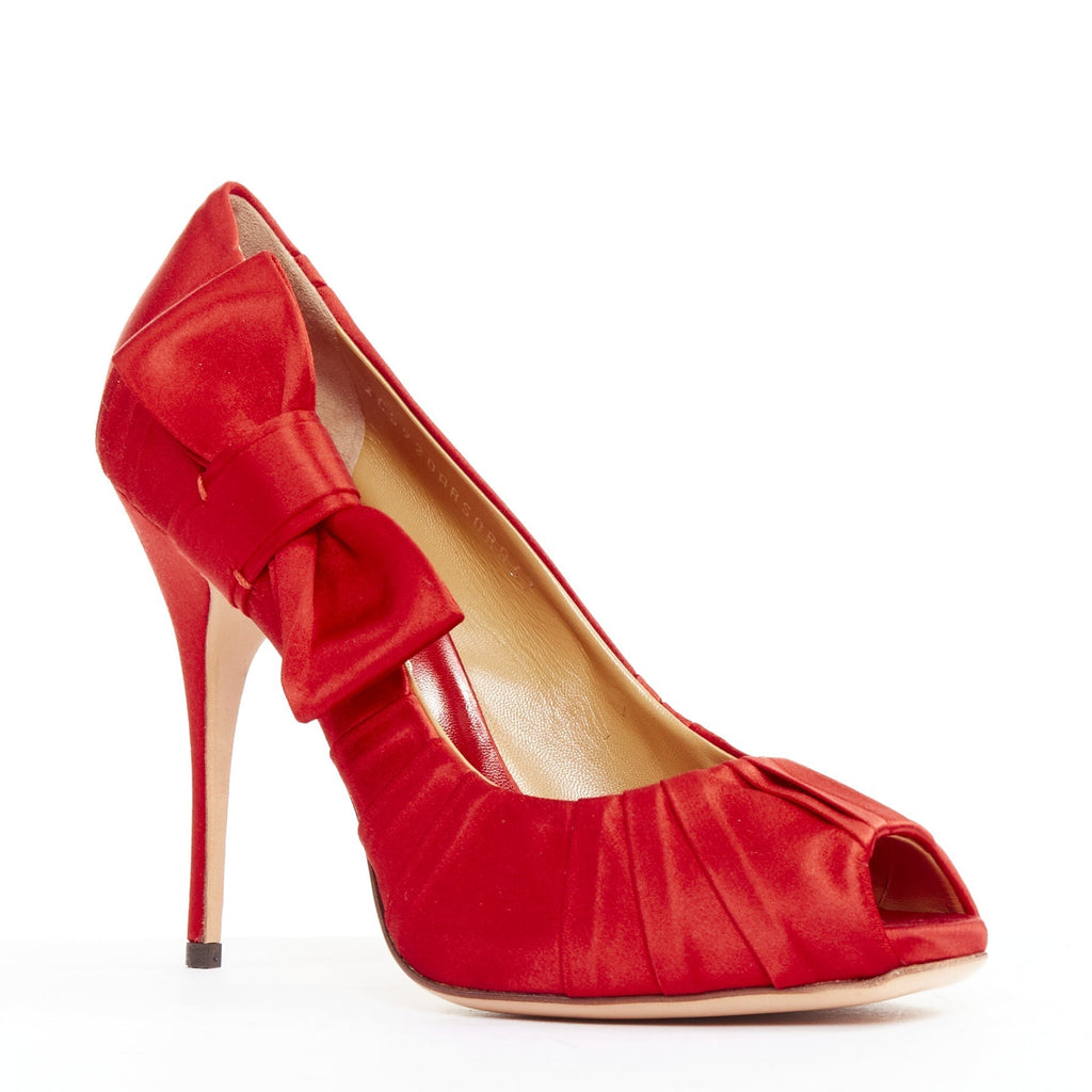 Women's Valentino Pleated Satin Ribbon Bow Stiletto Pumps