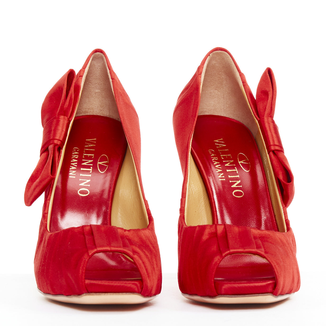 Women's Valentino Pleated Satin Ribbon Bow Stiletto Pumps