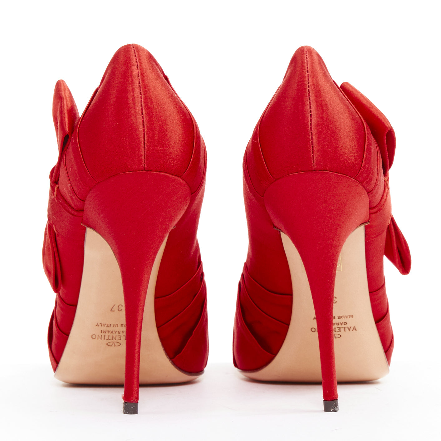 Women's Valentino Pleated Satin Ribbon Bow Stiletto Pumps