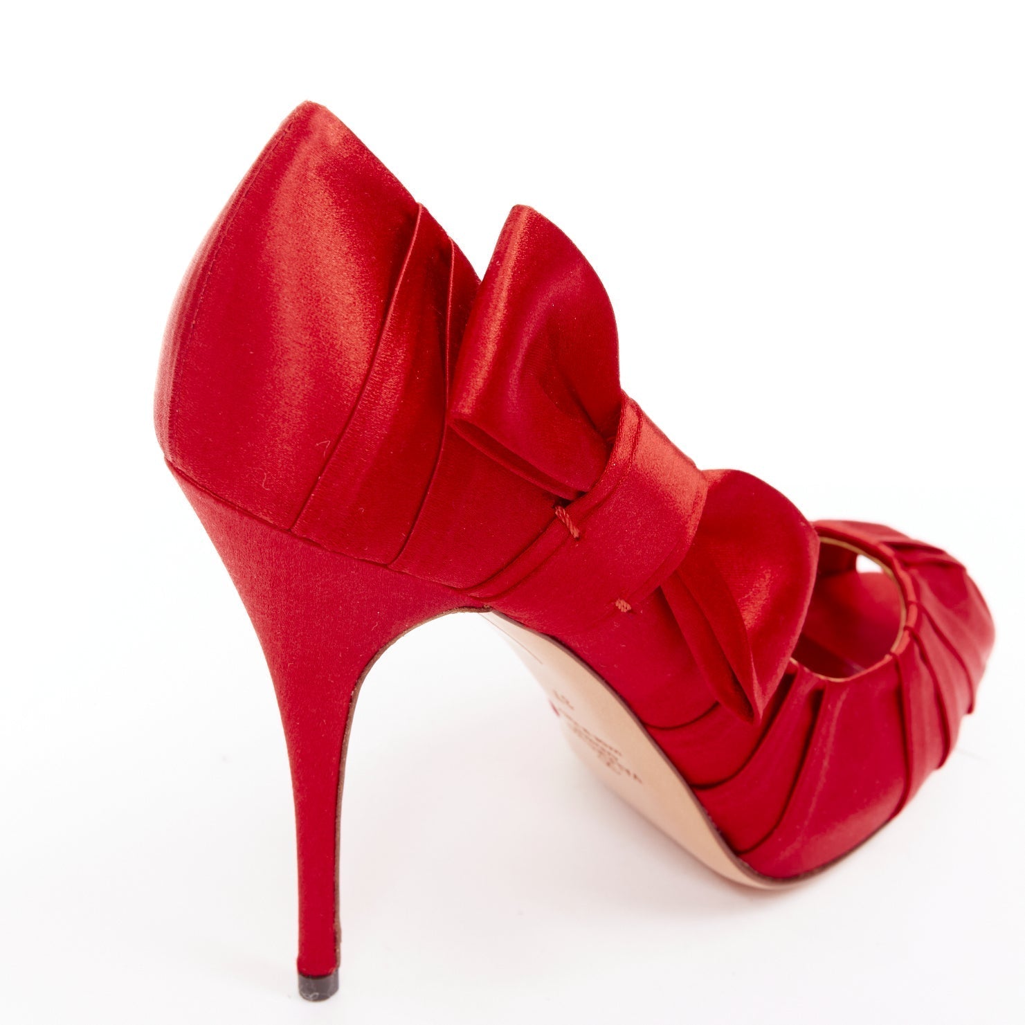 Women's Valentino Pleated Satin Ribbon Bow Stiletto Pumps