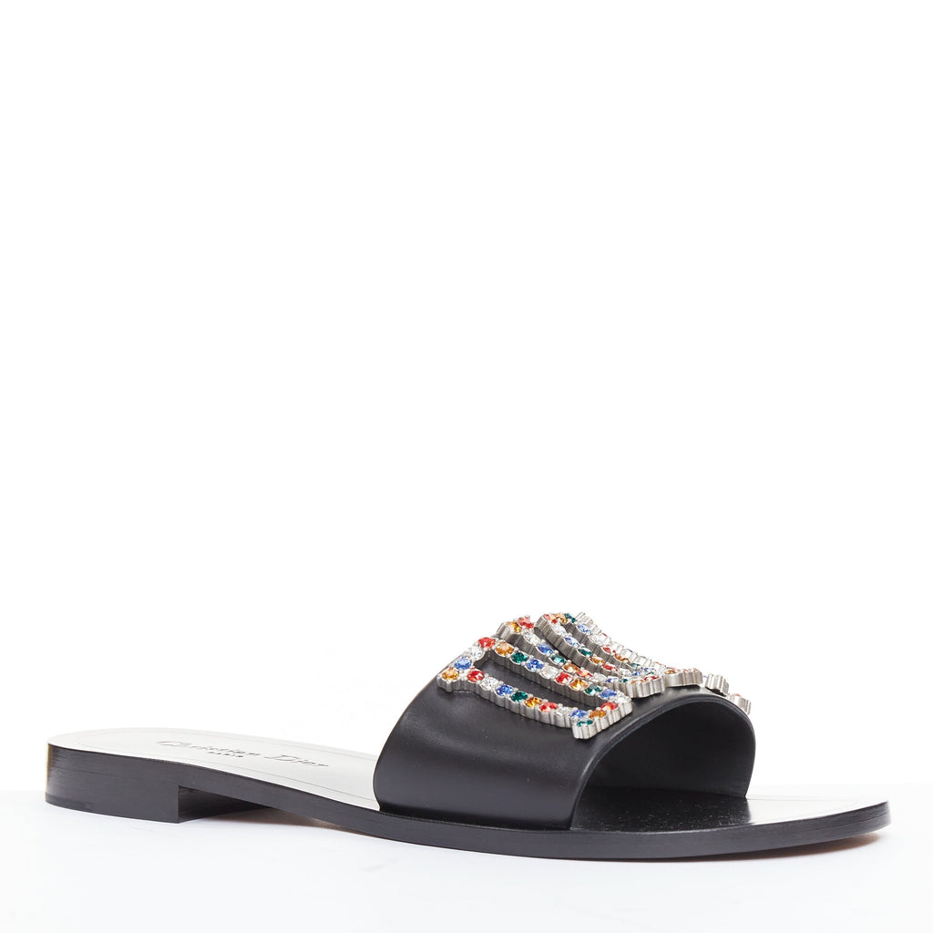 Women's Dior Crystal Pave Logo Slides