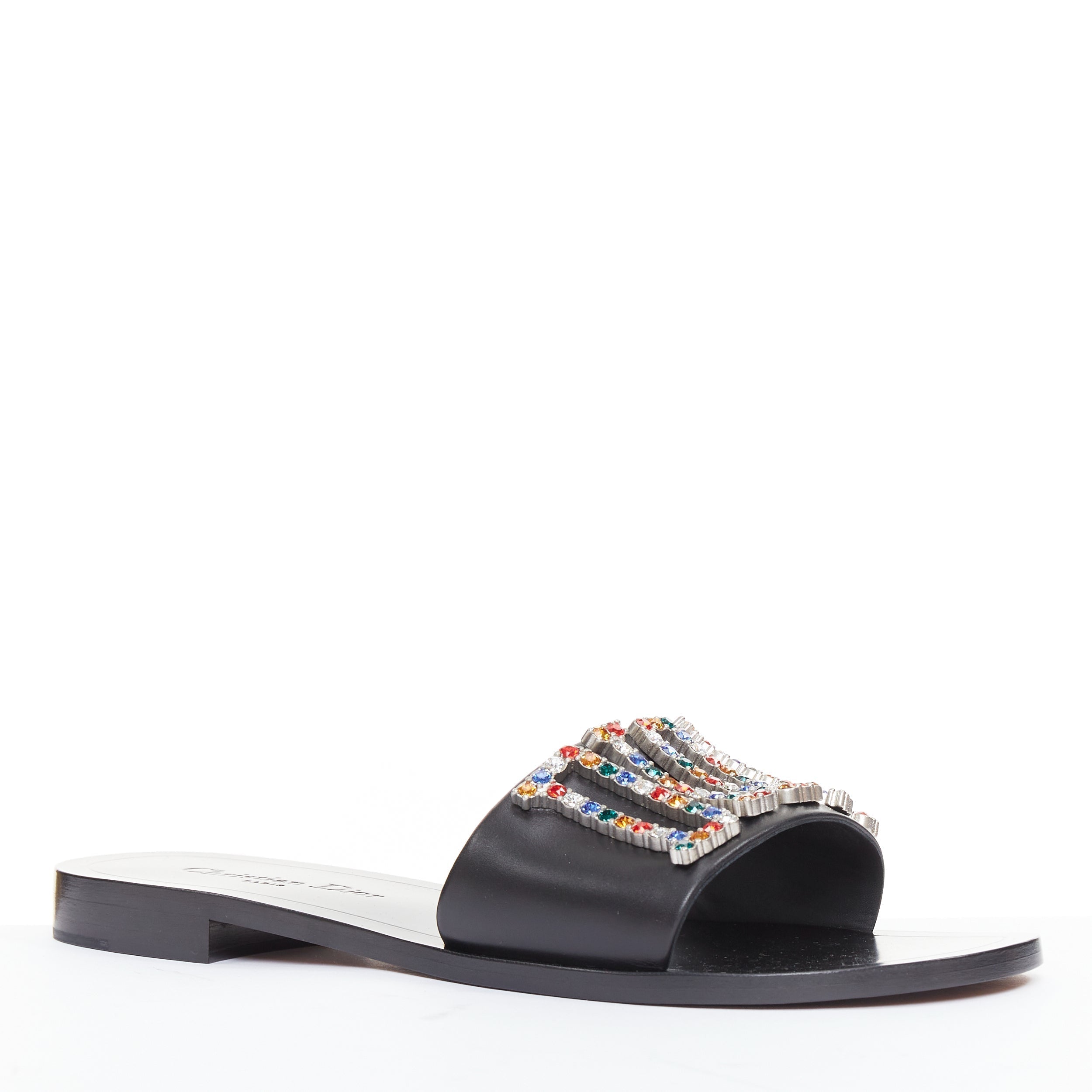 Women's Dior Crystal Pave Logo Slides