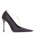 Women's Saint Laurent Satin YSL Chain Anklet Pumps