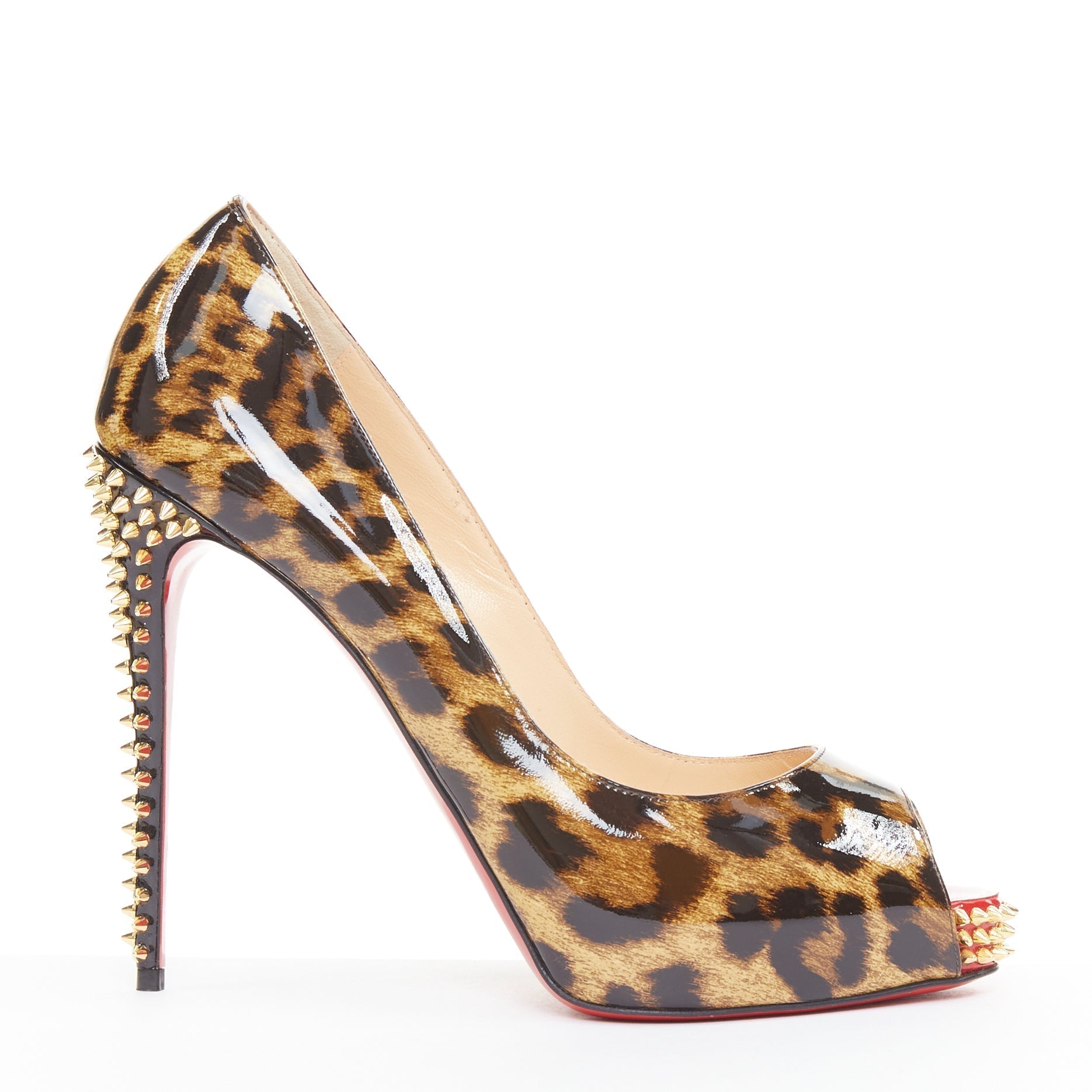 Women's Christian Louboutin Patent Peep Heels