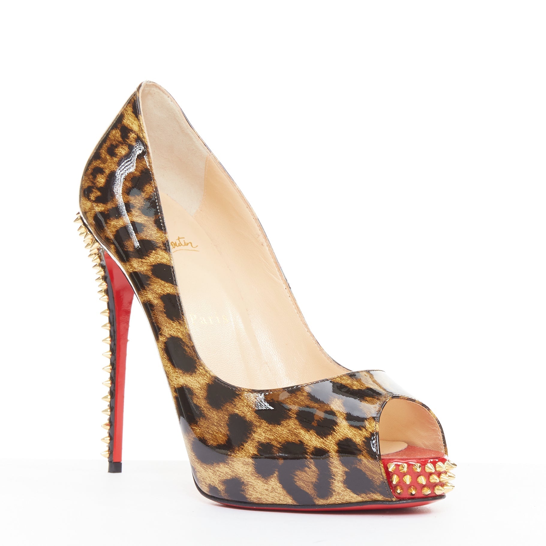 Women's Christian Louboutin Patent Peep Heels