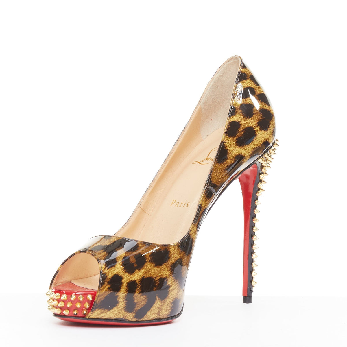 Women's Christian Louboutin Patent Peep Heels