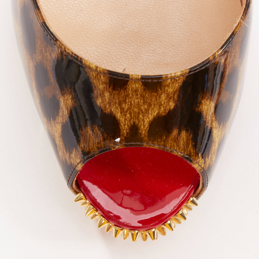 Women's Christian Louboutin Patent Peep Heels