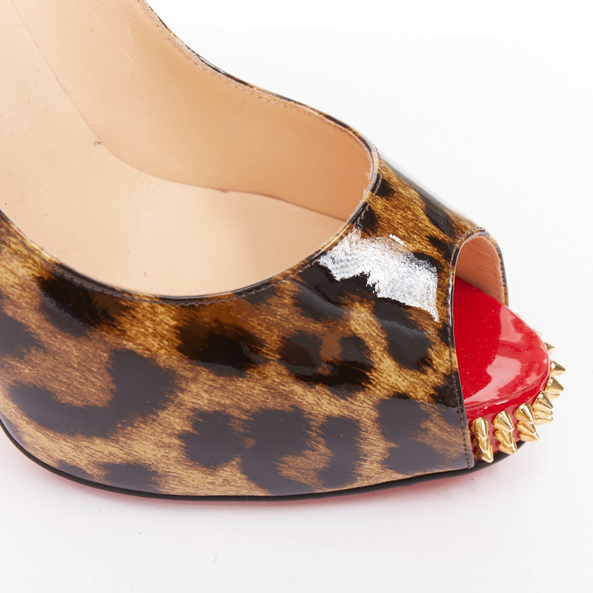 Women's Christian Louboutin Patent Peep Heels