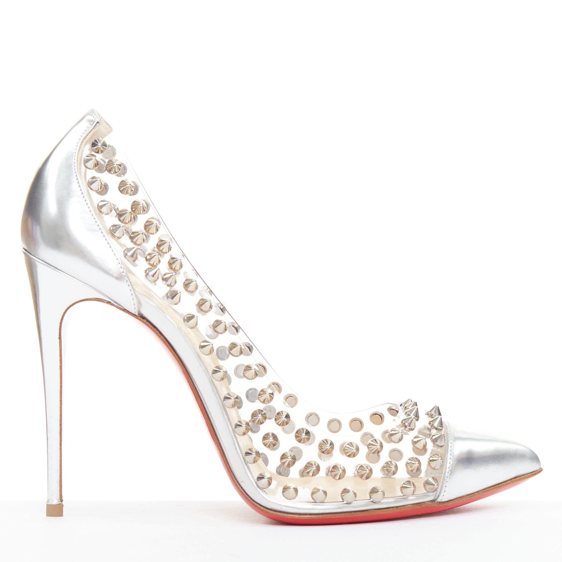 Women's Christian Louboutin PVC Spike Stud Pumps