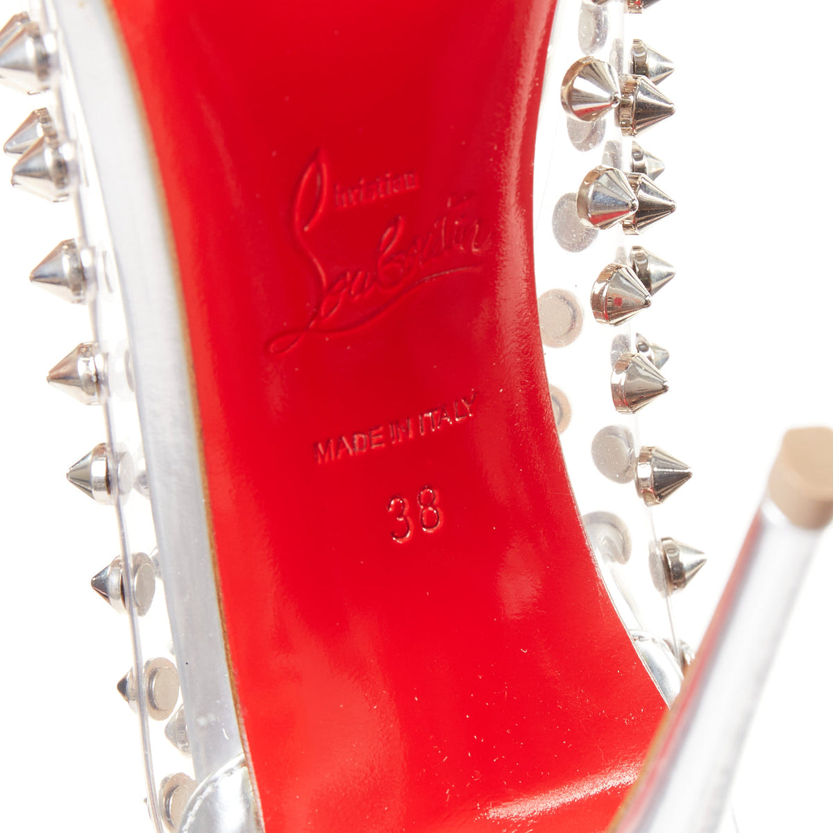 Women's Christian Louboutin PVC Spike Stud Pumps