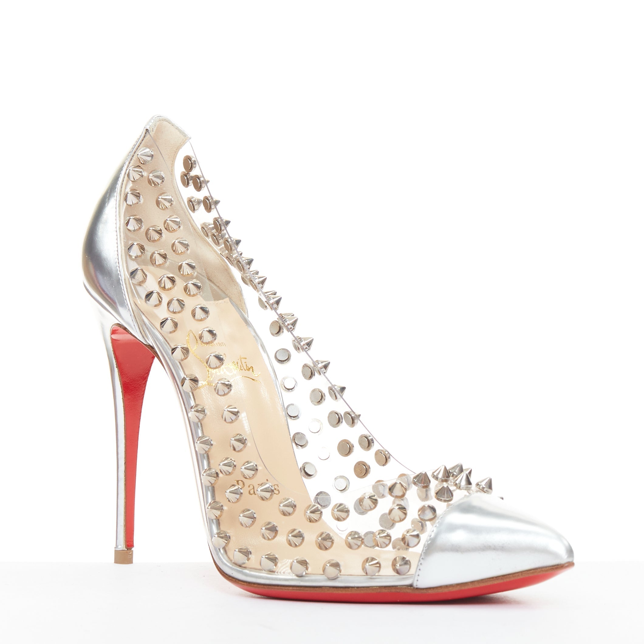 Women's Christian Louboutin PVC Spike Stud Pumps