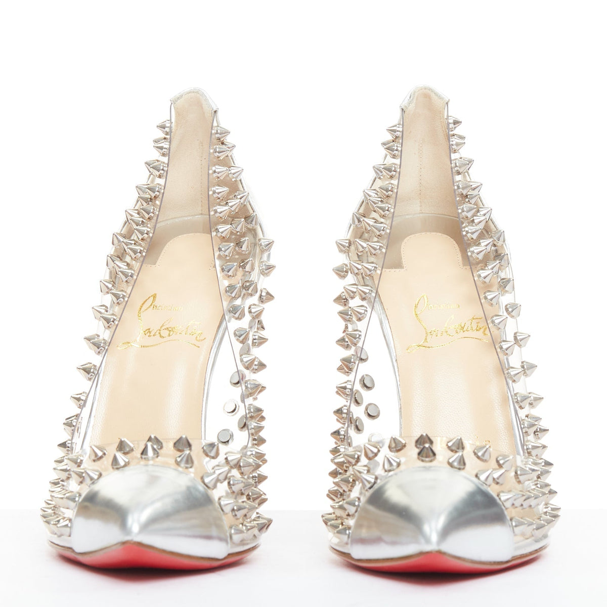 Women's Christian Louboutin PVC Spike Stud Pumps