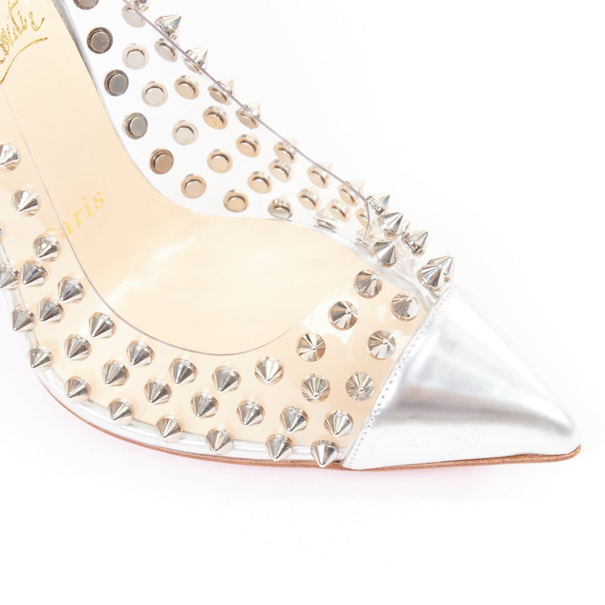 Women's Christian Louboutin PVC Spike Stud Pumps